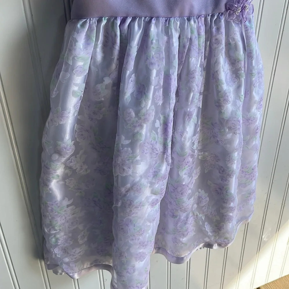 BROOKE LINDSAY GIRLS LAVENDER FLORAL FORMAL PUFFY SLEEVE DRESS SIZE 6X